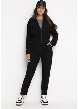 Czarny 2-częściowy Prążkowany Komplet Dresowy z Bluzą i Spodniami Tuenna ze sklepu Born2be Odzież w kategorii Dresy damskie - zdjęcie 162346592