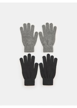 Sinsay - Rękawiczki 2 pack z dodatkiem wełny - szary ze sklepu Sinsay w kategorii Rękawiczki damskie - zdjęcie 162354424