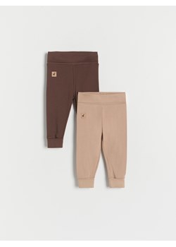 Reserved - Bawełniane spodnie 2 pack - brązowy ze sklepu Reserved w kategorii Spodnie i półśpiochy - zdjęcie 162356030