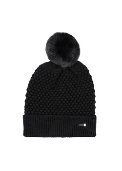 Damska czapka o splocie bąbelkowym z pomponem czarna ze sklepu WITTCHEN w kategorii Czapki zimowe damskie - zdjęcie 162356240