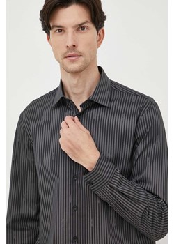 Calvin Klein koszula męska kolor czarny slim z kołnierzykiem klasycznym ze sklepu ANSWEAR.com w kategorii Koszule męskie - zdjęcie 162357804