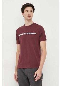 Armani Exchange t-shirt bawełniany kolor bordowy z aplikacją ze sklepu ANSWEAR.com w kategorii T-shirty męskie - zdjęcie 162358571