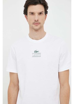 Lacoste t-shirt bawełniany kolor biały z nadrukiem ze sklepu ANSWEAR.com w kategorii T-shirty męskie - zdjęcie 162358601