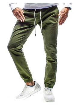 Spodnie męskie joggery na gumce khaki Recea ze sklepu Recea.pl w kategorii Spodnie męskie - zdjęcie 162362491