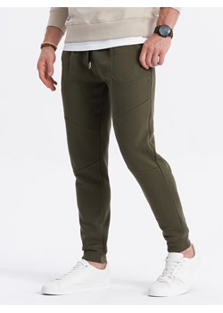 Spodnie męskie dresowe joggery - oliwkowe V2 OM-PASK-22FW-008 ze sklepu ombre w kategorii Spodnie męskie - zdjęcie 162367240