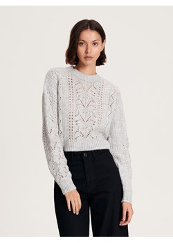 Reserved - Sweter z ażurowym wzorem - jasnoszary ze sklepu Reserved w kategorii Swetry damskie - zdjęcie 162369991