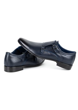 Skórzane buty wizytowe Monki 287LU granat ze sklepu butyolivier w kategorii Buty eleganckie męskie - zdjęcie 162370324