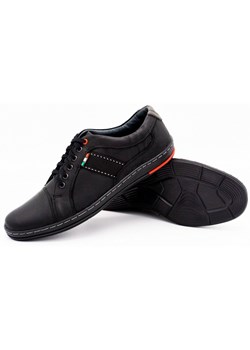 Buty męskie skórzane casual 238GT czarne ze sklepu butyolivier w kategorii Półbuty męskie - zdjęcie 162370330
