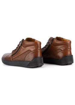Buty męskie skórzane sneakersy 120SW brązowe ze sklepu butyolivier w kategorii Półbuty męskie - zdjęcie 162370533