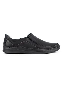 Buty męskie wsuwane skórzane SLIP-ON 216GT czarne ze sklepu butyolivier w kategorii Półbuty męskie - zdjęcie 162370924