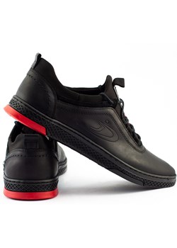 Buty męskie skórzane casual K24 czarne ze sklepu butyolivier w kategorii Półbuty męskie - zdjęcie 162371121