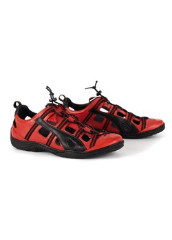 Buty męskie skórzane ażurowe 26KAM czerwone ze sklepu butyolivier w kategorii Sandały męskie - zdjęcie 162371342