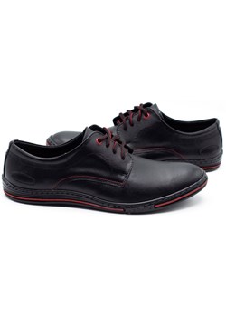 Skórzane buty męskie 295LU czarne z czerwonym ze sklepu butyolivier w kategorii Buty eleganckie męskie - zdjęcie 162371902