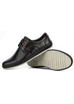 Buty męskie skórzane casual 24KAM czarne ze sklepu butyolivier w kategorii Półbuty męskie - zdjęcie 162373172