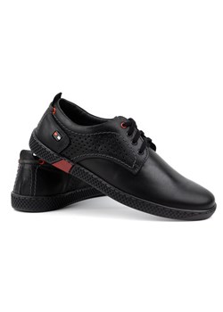 Buty męskie skórzane casual 302GT czarne ze sklepu butyolivier w kategorii Półbuty męskie - zdjęcie 162373341