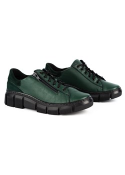 Półbuty damskie sneakersy skórzane 0663W zielone ze sklepu butyolivier w kategorii Półbuty damskie - zdjęcie 162374502