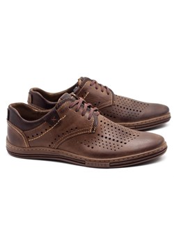 Skórzane buty męskie 402 lato brązowe ze sklepu butyolivier w kategorii Półbuty męskie - zdjęcie 162375091