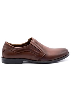 Eleganckie buty męskie skóra 283LU brązowe ze sklepu butyolivier w kategorii Półbuty męskie - zdjęcie 162378633