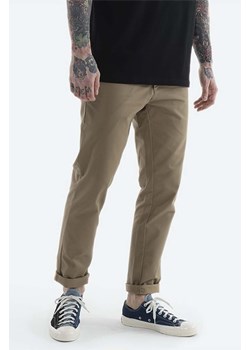 Carhartt WIP spodnie męskie kolor brązowy proste I003367.-DARK.NAVY ze sklepu PRM w kategorii Spodnie męskie - zdjęcie 162380590