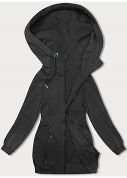Luźna długa bluza damska ze ściągaczami czarna (AMG-332A) ze sklepu goodlookin.pl w kategorii Bluzy damskie - zdjęcie 162382104