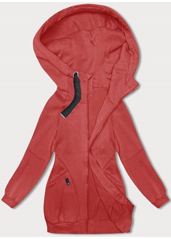 Luźna długa bluza damska ze ściągaczami czerwona (AMG-332A) ze sklepu goodlookin.pl w kategorii Bluzy damskie - zdjęcie 162382113