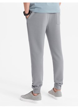 Spodnie dresowe męskie z tkaniny ottoman - szare V5 OM-PASK-0129 ze sklepu ombre w kategorii Spodnie męskie - zdjęcie 162382161
