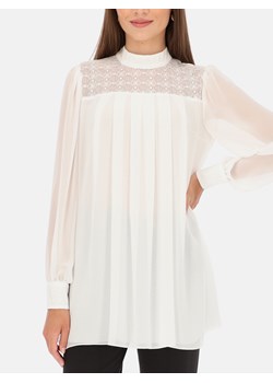 Biała elegancka tunika ze stójką i koronką L'AF Camea ze sklepu Eye For Fashion w kategorii Bluzki damskie - zdjęcie 162382332