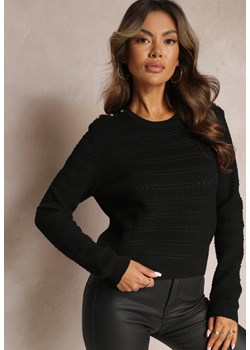 Czarny Sweter z Ozdobnymi Napami Micheli ze sklepu Renee odzież w kategorii Swetry damskie - zdjęcie 162389234
