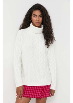 Guess sweter damski kolor beżowy z golfem ze sklepu ANSWEAR.com w kategorii Swetry damskie - zdjęcie 162389731