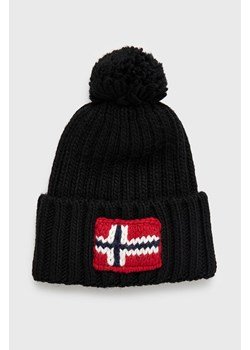 Napapijri czapka z domieszką wełny kolor czarny z domieszką wełny ze sklepu PRM w kategorii Czapki zimowe damskie - zdjęcie 162390351
