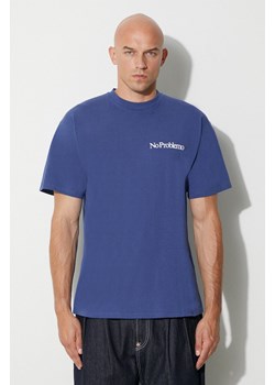 Aries t-shirt bawełniany kolor granatowy gładki ze sklepu PRM w kategorii T-shirty męskie - zdjęcie 162390673