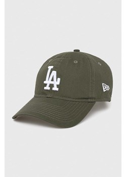 New Era czapka z daszkiem bawełniana kolor zielony z aplikacją LOS ANGELES DODGERS ze sklepu PRM w kategorii Czapki z daszkiem damskie - zdjęcie 162390683