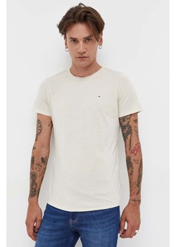 Tommy Jeans t-shirt męski kolor beżowy melanżowy ze sklepu ANSWEAR.com w kategorii T-shirty męskie - zdjęcie 162393630