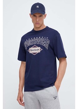 Reebok Classic t-shirt bawełniany kolor granatowy z nadrukiem ze sklepu ANSWEAR.com w kategorii T-shirty męskie - zdjęcie 162393841