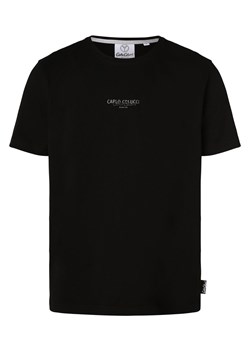 Carlo Colucci T-shirt męski Mężczyźni Bawełna czarny jednolity ze sklepu vangraaf w kategorii T-shirty męskie - zdjęcie 162394360