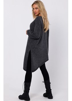 Sweter tunika z asymetrycznym dołem szary M769, Kolor szary, Rozmiar uniwersalny, MOE ze sklepu Primodo w kategorii Swetry damskie - zdjęcie 162397852