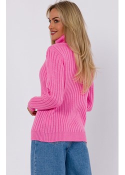 Sweter z golfem różowy M771, Kolor różowy, Rozmiar L/XL, MOE ze sklepu Primodo w kategorii Swetry damskie - zdjęcie 162397880