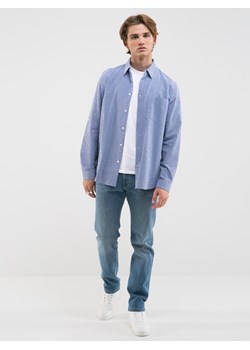 Koszula męska w drobną kratę niebieska Mersinino 402 ze sklepu Big Star w kategorii Koszule męskie - zdjęcie 162399491