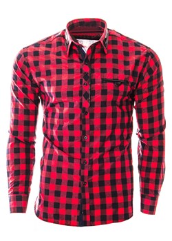 Koszula męska długi rękaw rl43 - czerwona ze sklepu Risardi w kategorii Koszule męskie - zdjęcie 162405870