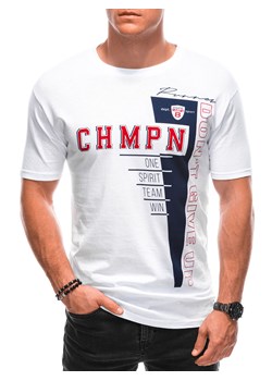 T-shirt męski z nadrukiem 1710S - biały/czerwony ze sklepu Edoti w kategorii T-shirty męskie - zdjęcie 162406444