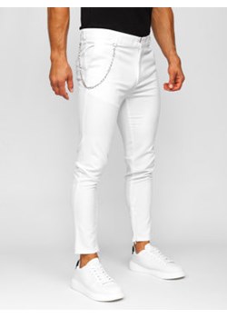 Białe spodnie materiałowe chinosy męskie Denley 0059 ze sklepu Denley w kategorii Spodnie męskie - zdjęcie 162416011