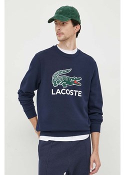 Lacoste bluza bawełniana męska kolor granatowy z nadrukiem ze sklepu ANSWEAR.com w kategorii Bluzy męskie - zdjęcie 162416514