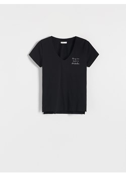 Reserved - T-shirt z nadrukiem - czarny ze sklepu Reserved w kategorii Bluzki damskie - zdjęcie 162422951