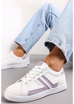 Biało-Fioletowe Sznurowane Sneakersy na Płaskiej Podeszwie z Kolorowymi Wstawkami Karera ze sklepu renee.pl w kategorii Buty sportowe damskie - zdjęcie 162457104