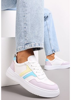 Biało-Fioletowe Sneakersy na Płaskiej Podeszwie z Kolorowymi Przeszyciami Niomie ze sklepu renee.pl w kategorii Buty sportowe damskie - zdjęcie 162460644