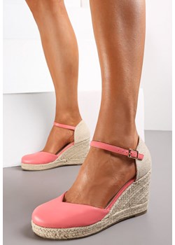 Różowe Sandały w Stylu Espadryli na Koturnie z Juty Nadolla ze sklepu renee.pl w kategorii Espadryle damskie - zdjęcie 162464182