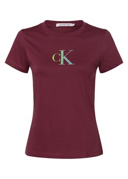 Calvin Klein Jeans T-shirt damski Kobiety Bawełna bordowy nadruk ze sklepu vangraaf w kategorii Bluzki damskie - zdjęcie 162495532