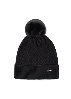 Damska czapka o splocie w jodełkę czarna ze sklepu WITTCHEN w kategorii Czapki zimowe damskie - zdjęcie 162495600