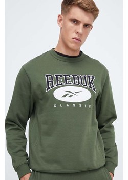 Reebok Classic bluza męska kolor zielony z aplikacją ze sklepu ANSWEAR.com w kategorii Bluzy męskie - zdjęcie 162503642