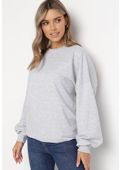 Szara Bawełniana Bluza Oversize Fanelu ze sklepu Born2be Odzież w kategorii Bluzy damskie - zdjęcie 162513252